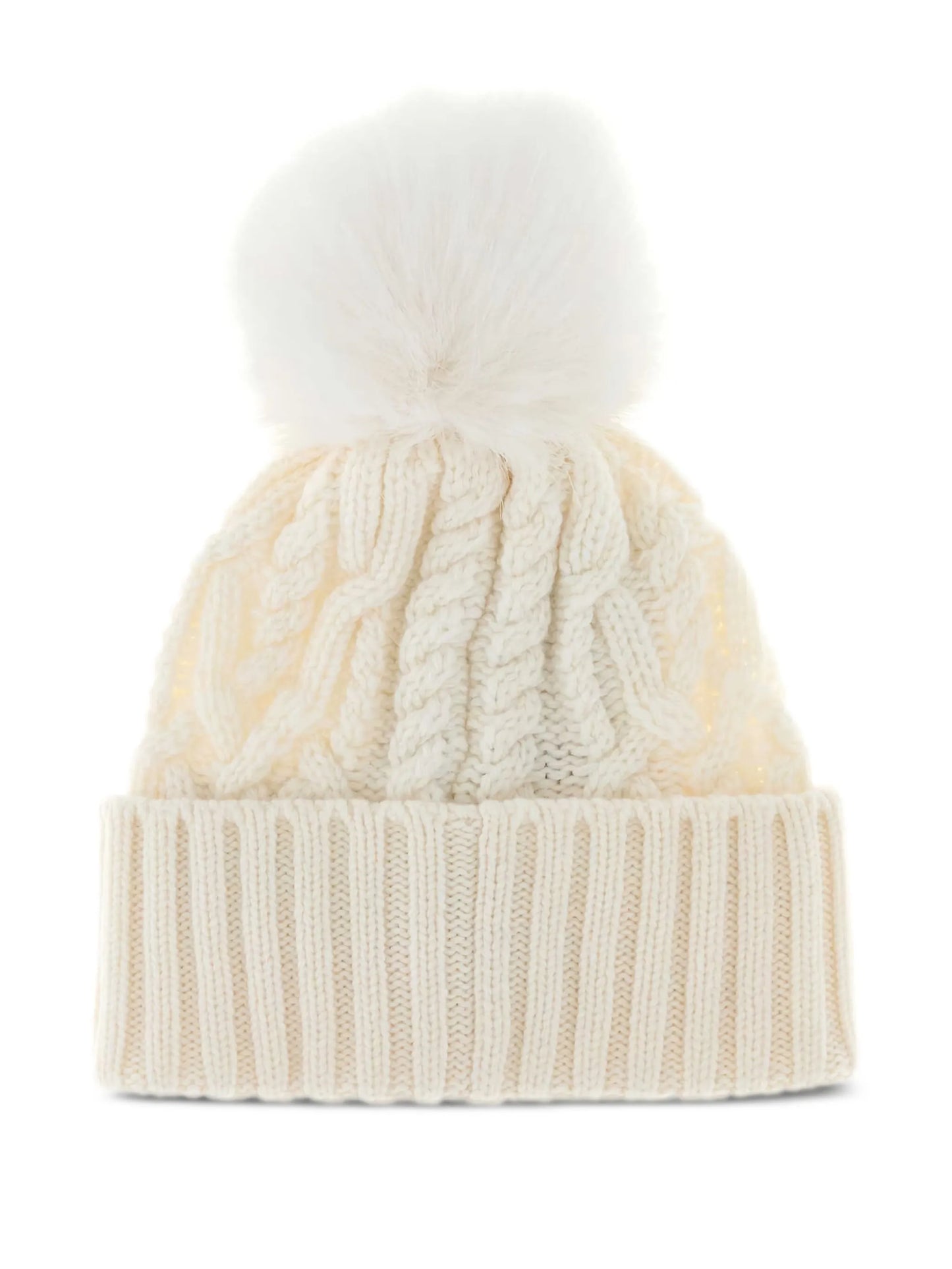 Moncler bonnet en maille torsadée à pompon