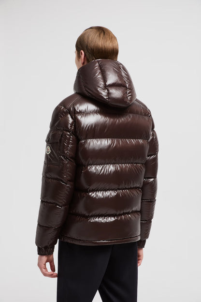 Doudoune courte à capuche Moncler Maya Maron foncé